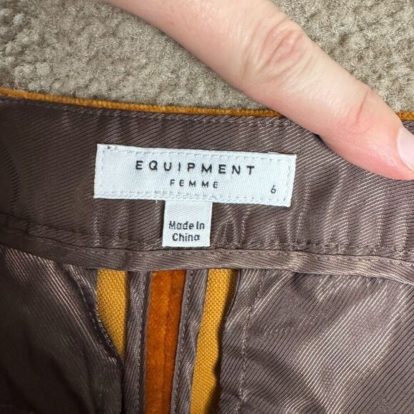 Equipment Burcet Pants Womens Size‎ 6 Sugar Almond Velvet Skinny Ankle Trouser - Picture 10 of 12